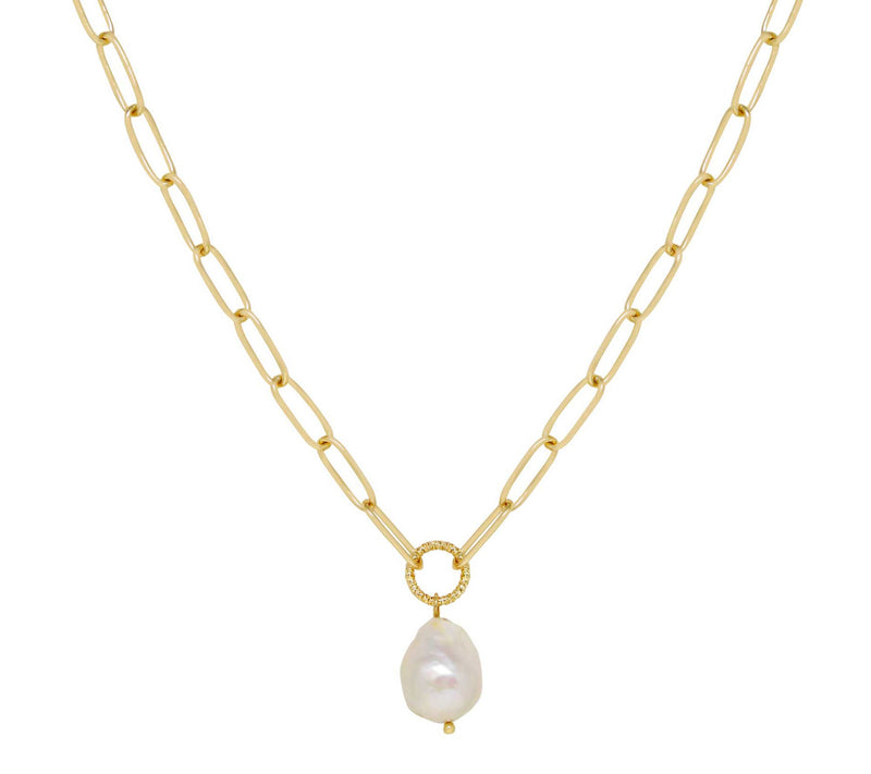 Ettika Cultured Pearl Oval Link Chain Necklace — Main view