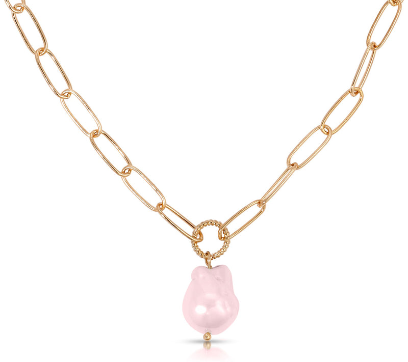 Ettika Cultured Pearl Oval Link Chain Necklace — View 4
