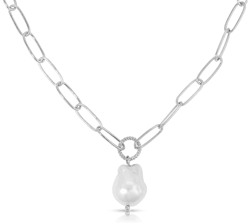 Ettika Cultured Pearl Oval Link Chain Necklace — View 7