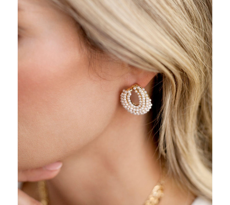Ettika Classic Faux  Pearl Cluster Earrings — View 4