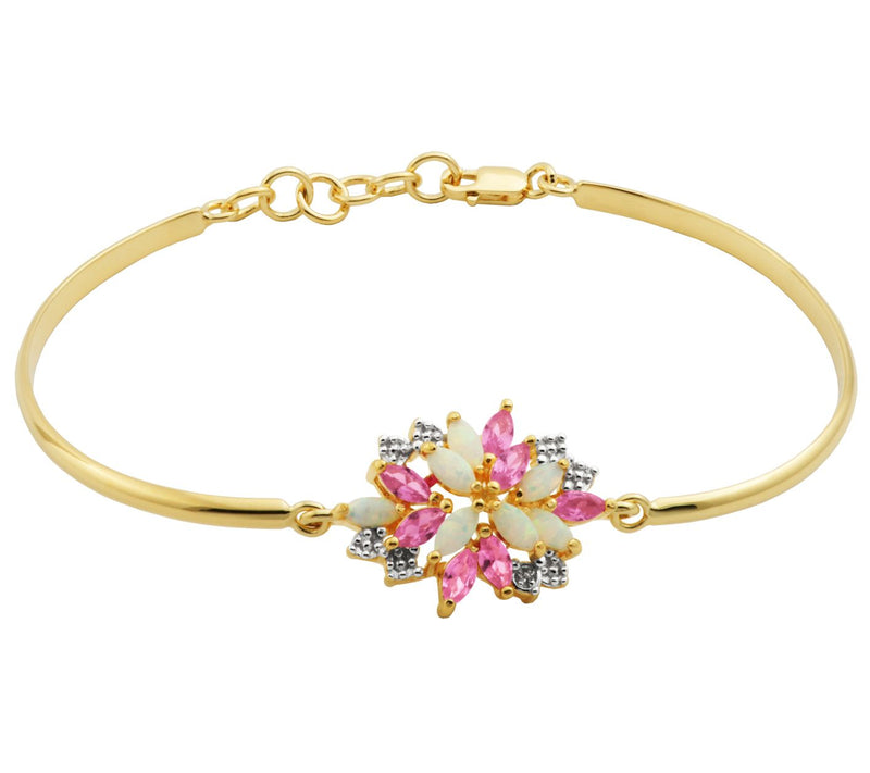 Affinity Gems Created Sapphire & Opal Bracelet, 18K Plated — Main view