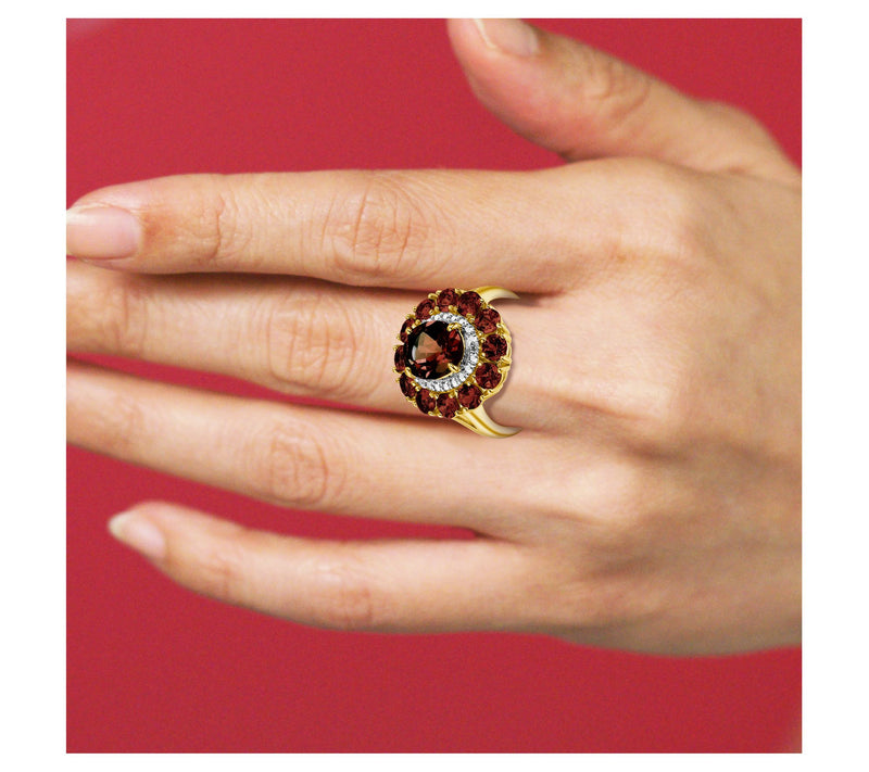 Affinity Gems Garnet & Diamond Ring, 18K Gold Plated — View 4