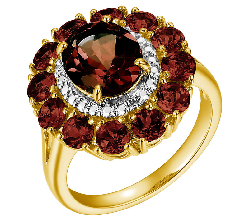 Affinity Gems Garnet & Diamond Ring, 18K Gold Plated — Main view