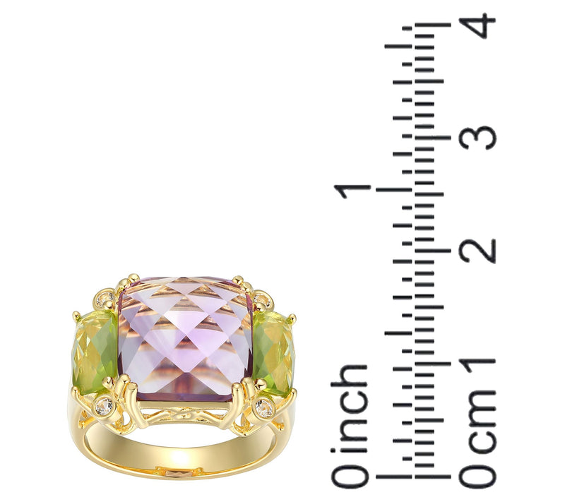 Affinity Gems Amethyst & Peridot Cocktail Ring, 18K Plated — View 6