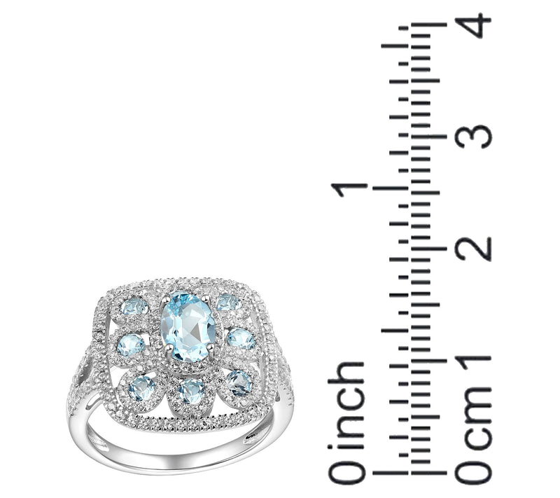 Affinity Gems Blue Topaz & White Zircon Ring, Sterling — View 5