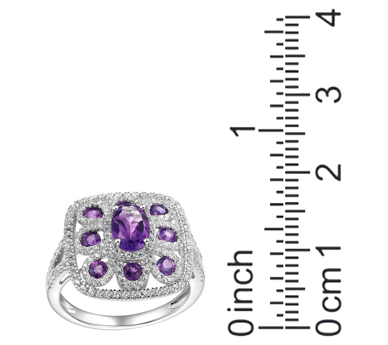 Affinity Gems Amethyst & White Zircon Ring, Sterling — View 5