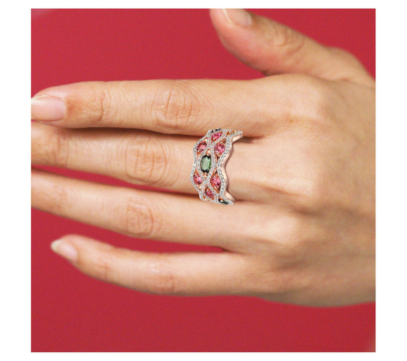 Affinity Gems 1.40 cttw Multi-Gemstone Ring, 14K Rose Plated — View 5