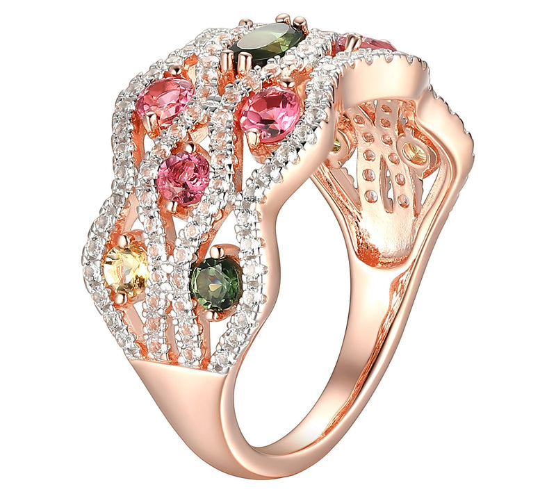 Affinity Gems 1.40 cttw Multi-Gemstone Ring, 14K Rose Plated — View 3