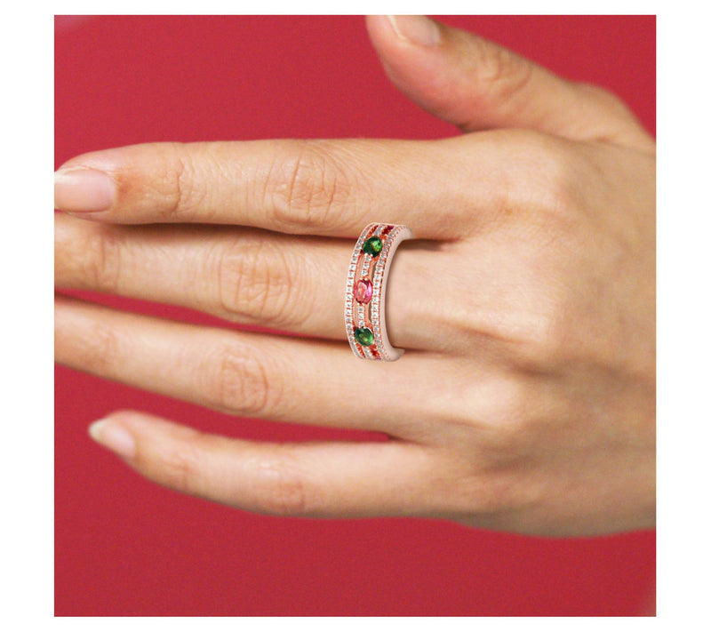 Affinity Gems Tourmaline & White Topaz Ring, 14K Rose Plated — View 5