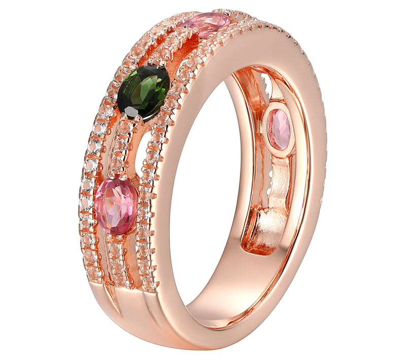 Affinity Gems Tourmaline & White Topaz Ring, 14K Rose Plated — View 4
