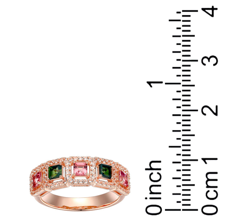 Affinity Gems Tourmaline & Topaz  Band Ring, 14K Rose Plated — View 6