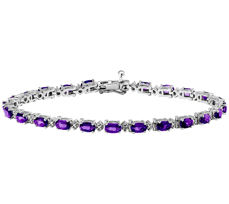 Affinity Gems Oval Gemstone Tennis Bracelet, Sterling Silver — View 3