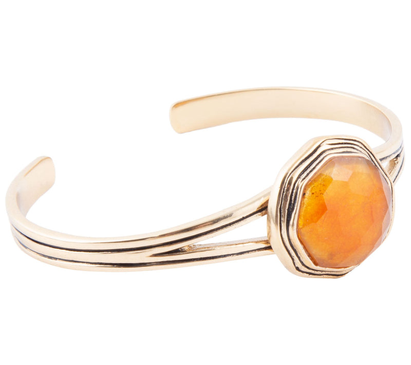 Barse Artisan Crafted Bronze Orange Quartz Cuff — Main view