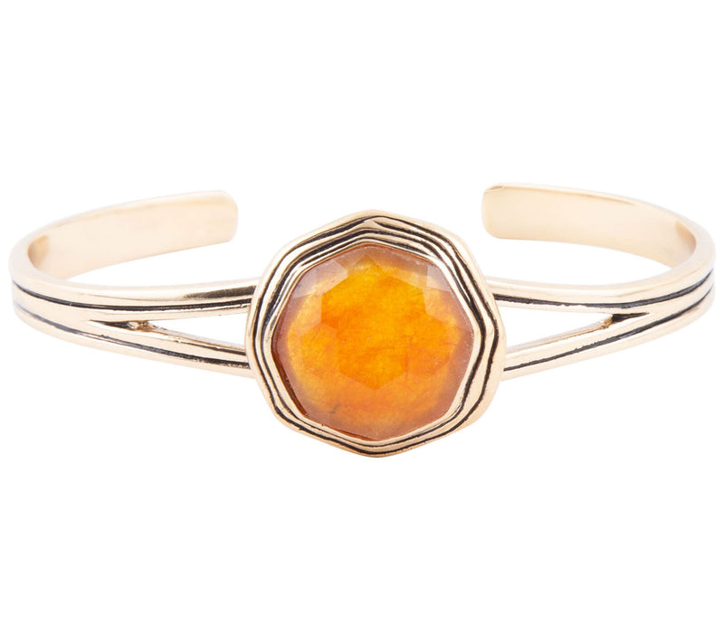 Barse Artisan Crafted Bronze Orange Quartz Cuff — View 4
