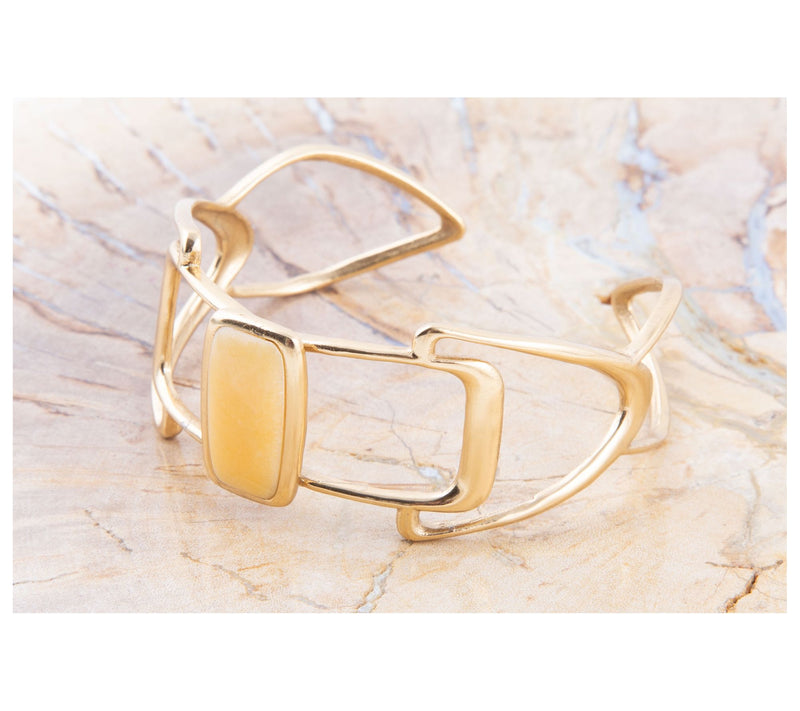 Barse Artisan Crafted Luster Agate and Bronze Cuff Bracelet — View 5