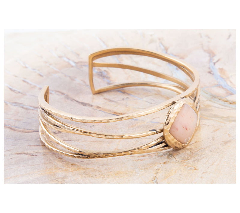Barse Artisan Crafted Bronze Peach Moonstone Cuff — View 5