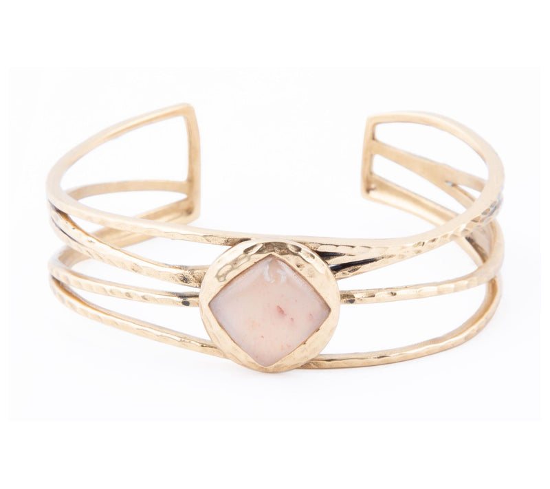 Barse Artisan Crafted Bronze Peach Moonstone Cuff — View 4