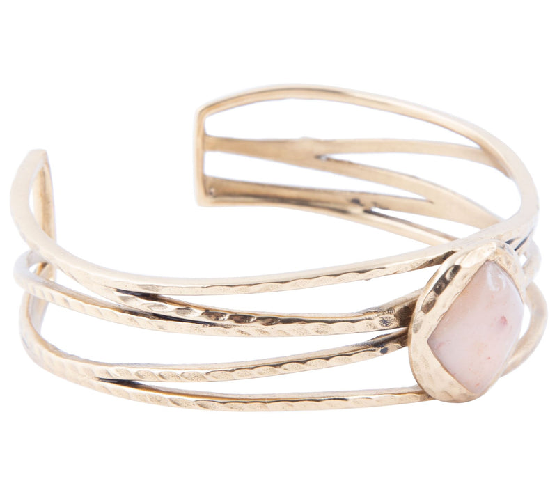 Barse Artisan Crafted Bronze Peach Moonstone Cuff — View 3