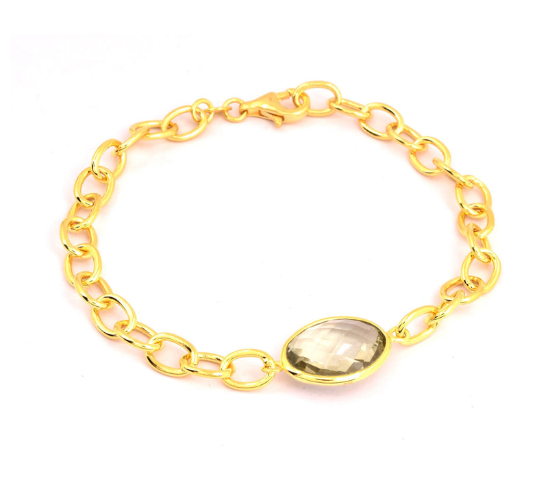 Affinity Gems Prasiolite Bracelet, 14K Gold Plated — View 6