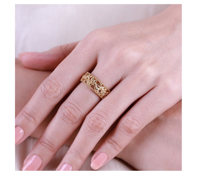 Dallas Prince 14K Clad Chrome Marcasite Heirloom Band Ring — View 5