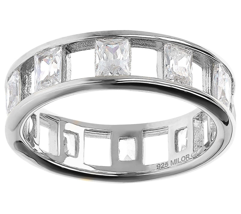 Diamonique Baguette Eternity Band Ring, Sterling Silver — Main view