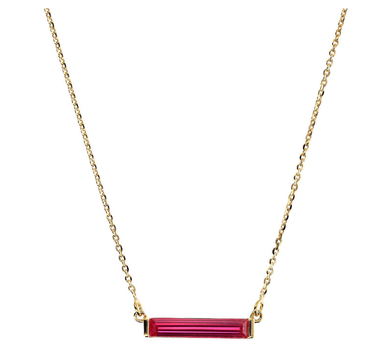 Diamonique Italia Baguette Bar Necklace, 18K Gold Plated — View 10