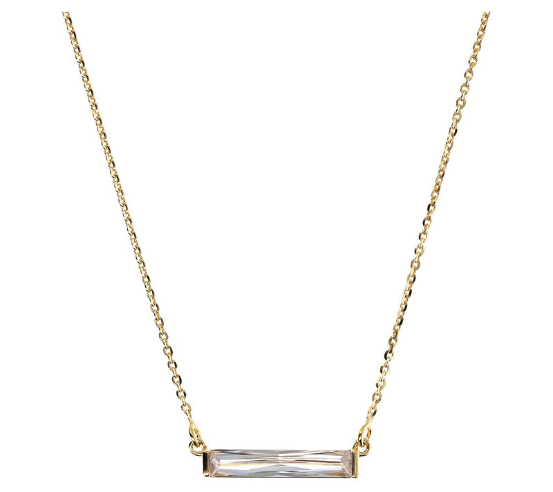 Diamonique Italia Baguette Bar Necklace, 18K Gold Plated — View 11