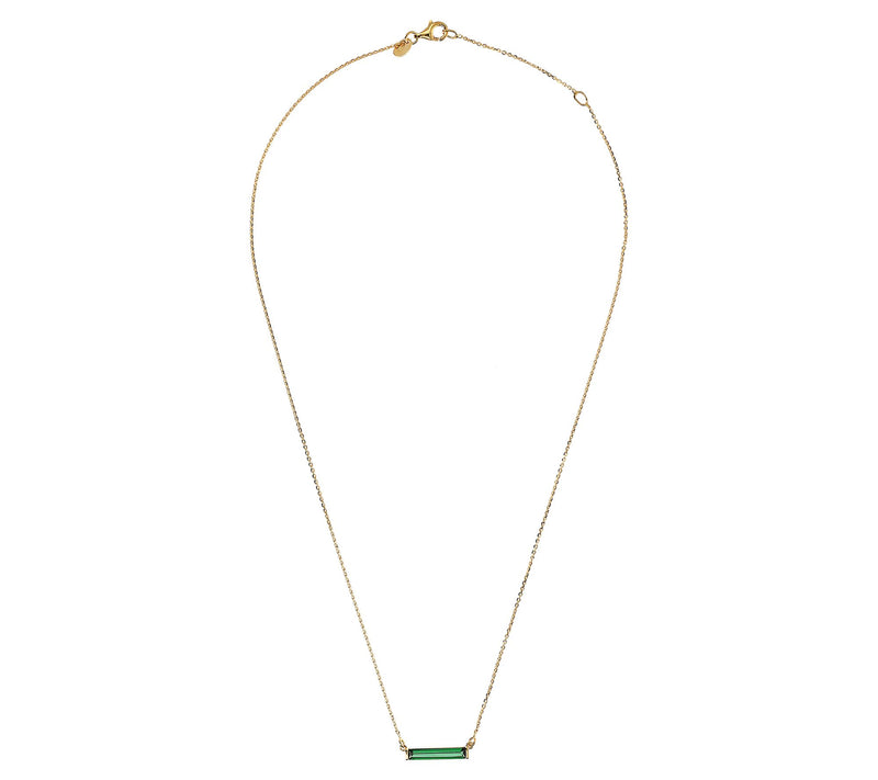 Diamonique Italia Baguette Bar Necklace, 18K Gold Plated — View 2