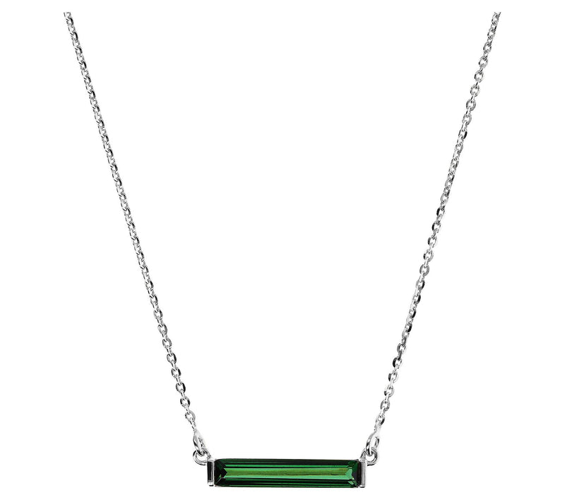 Diamonique Italia Baguette Bar Necklace, Sterling Silver — View 9