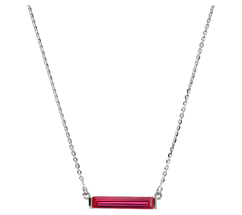Diamonique Italia Baguette Bar Necklace, Sterling Silver — View 10