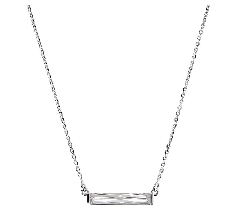 Diamonique Italia Baguette Bar Necklace, Sterling Silver — View 11