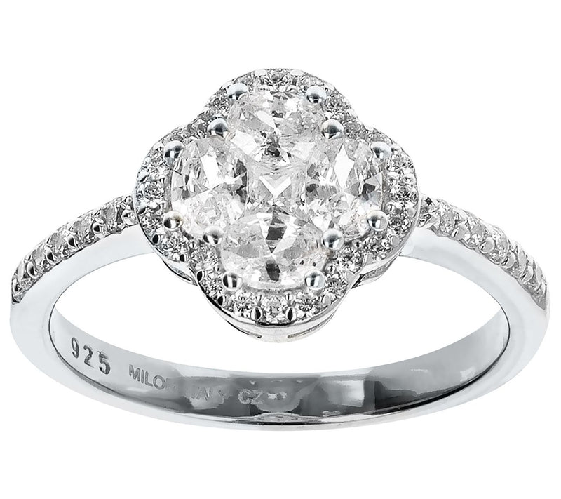 Diamonique Four-Leaf Clover Princess Ring, Sterling Silver — View 6