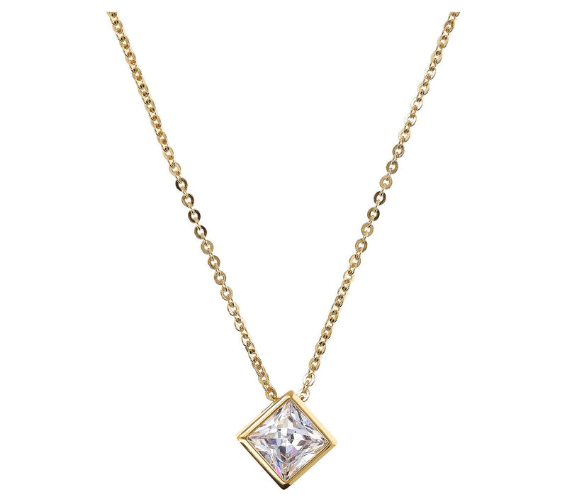 Diamonique x Bronzo Italia Slide Necklace, 18KGold Plated — View 9