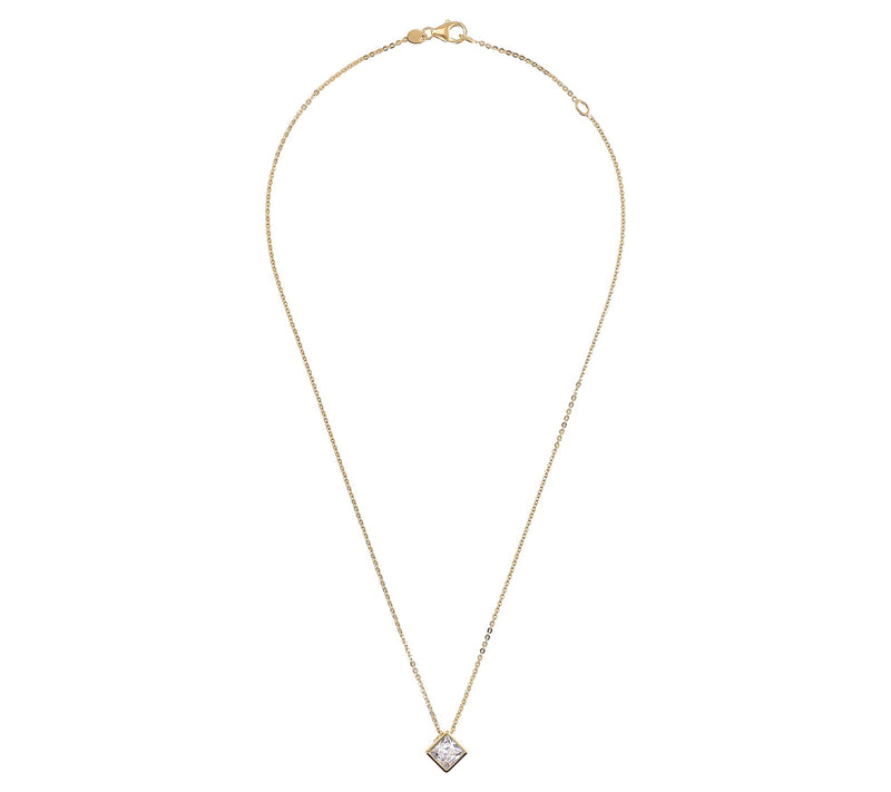 Diamonique x Bronzo Italia Slide Necklace, 18KGold Plated — View 2