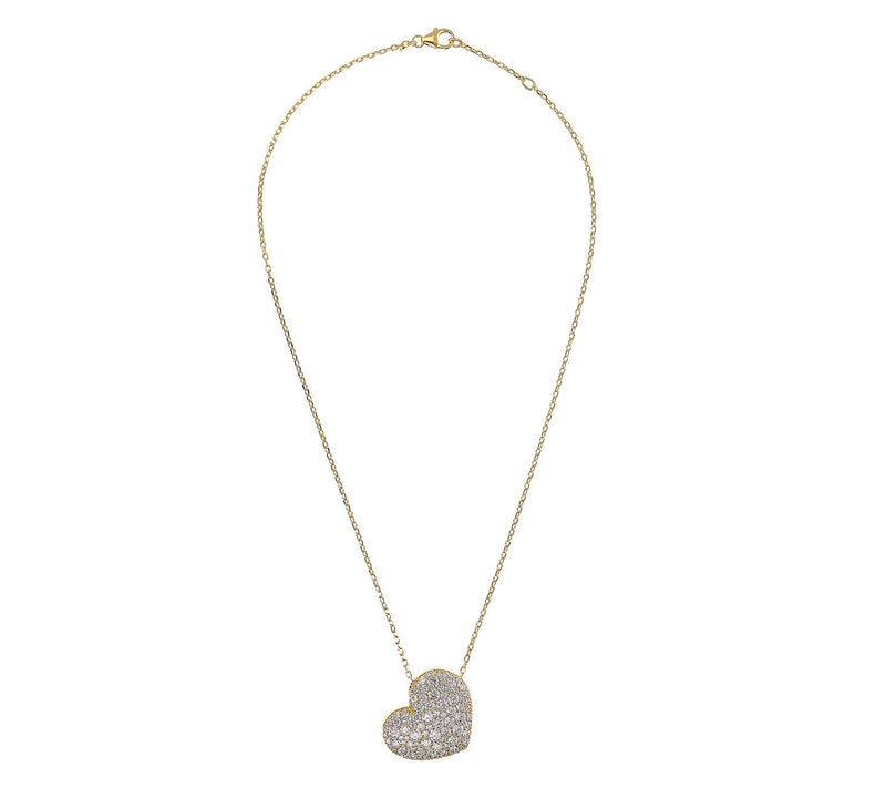Diamonique x Bronzo Italia Heart Slide Necklace, 18K Plated — View 2