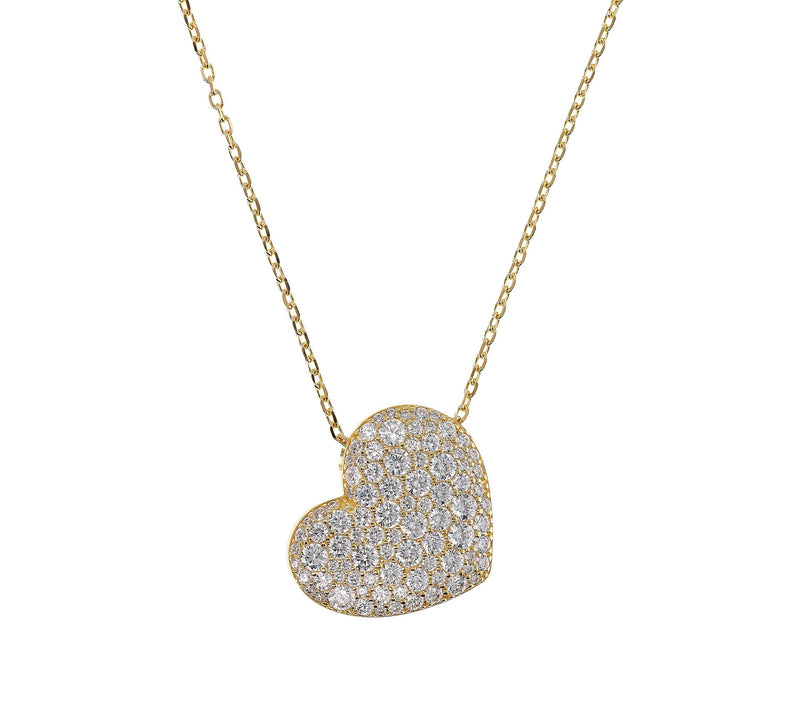 Diamonique x Bronzo Italia Heart Slide Necklace, 18K Plated — View 7