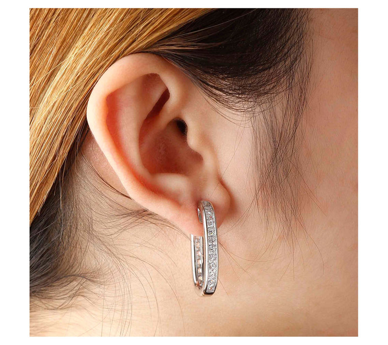 Diamonique x Bronzo Italia 1" Oval Hoop Earrings, 18K Plated — View 2