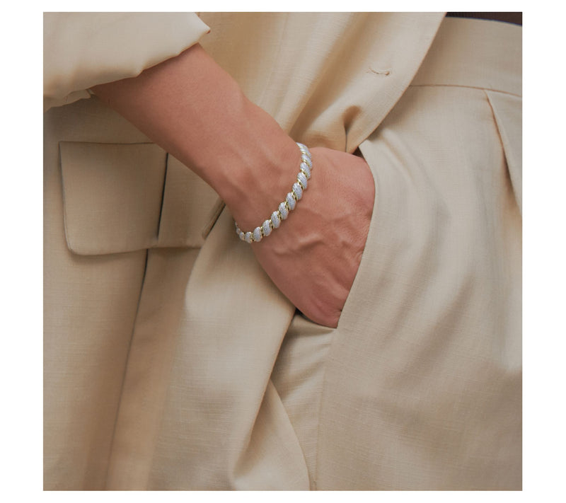 18K Gold Plated Diamond Accent Bold Swirl Bracelet — View 3