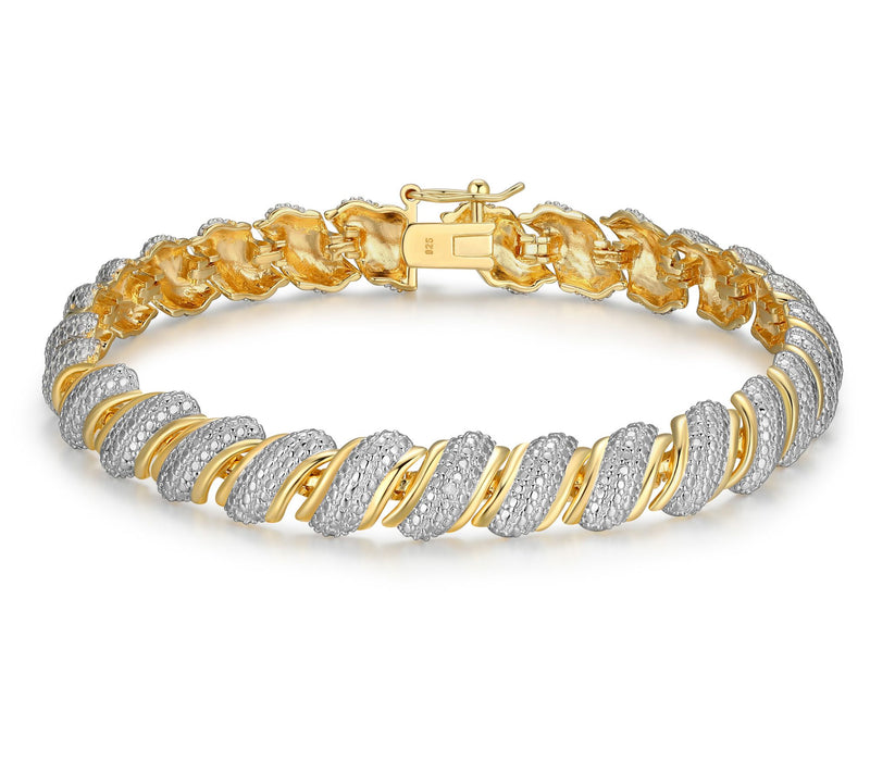18K Gold Plated Diamond Accent Bold Swirl Bracelet — View 2