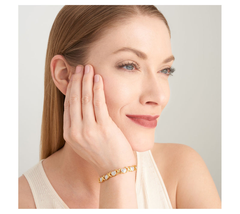 18K Gold Plated Diamond Accent X & O Heart Bracelet — View 5