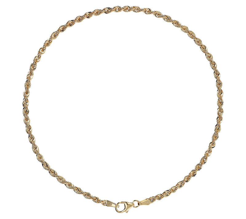 EternaGold 10" Rope Chain Anklet, 14K, 1.8g — Main view