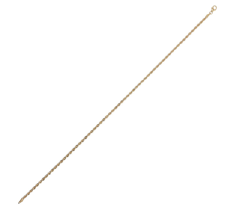 EternaGold 11" Rope Chain Ankle Bracelet, 14K,1.9g — View 2