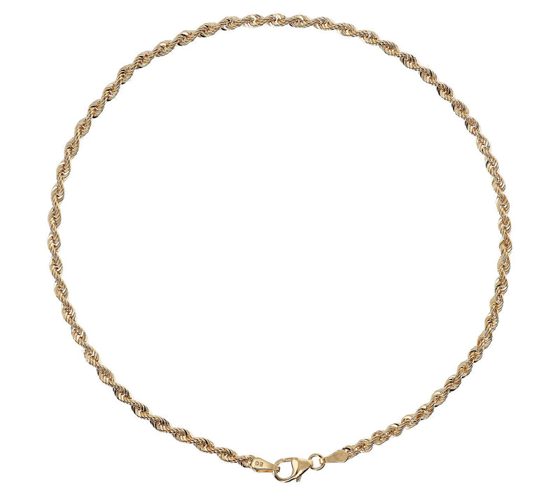 EternaGold 11" Rope Chain Ankle Bracelet, 14K,1.9g — View 7