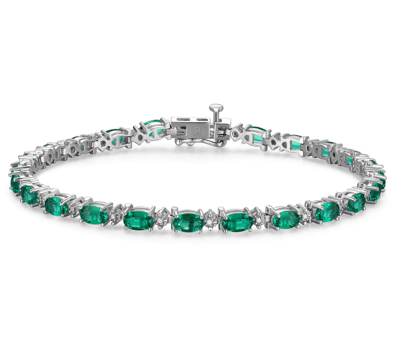 Affinity Gems Oval Birthstone Tennis Bracelet, Sterling Silver — Main view