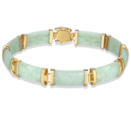 18K Gold Plated Rectangle Jade Link Bracelet
