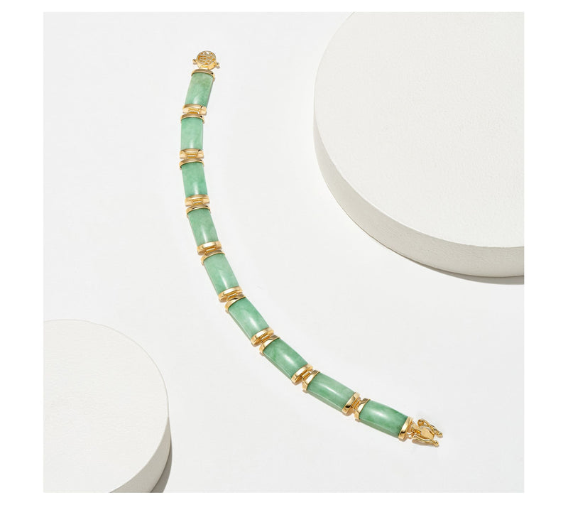 18K Gold Plated Rectangle Jade Link Bracelet — View 6