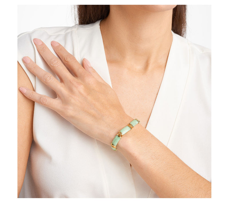 18K Gold Plated Rectangle Jade Link Bracelet — View 5