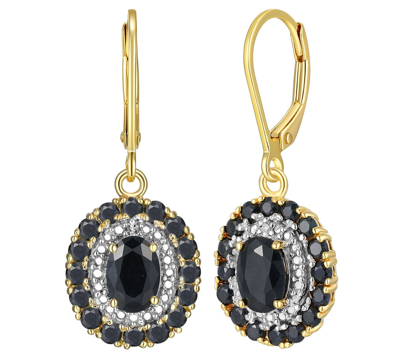 Affinity Gems Black Sapphire & Diamond Earrings, 18K Plated — Main view