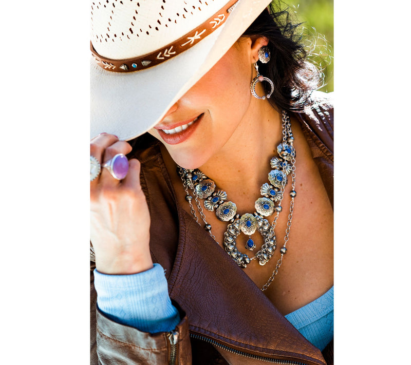 American West Sterling Concha Butterfly Gemstone Necklace — View 11
