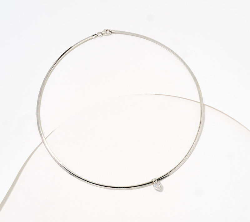Diamonique Italia Choice of Cut Omega Necklace, Sterling Silver — View 2
